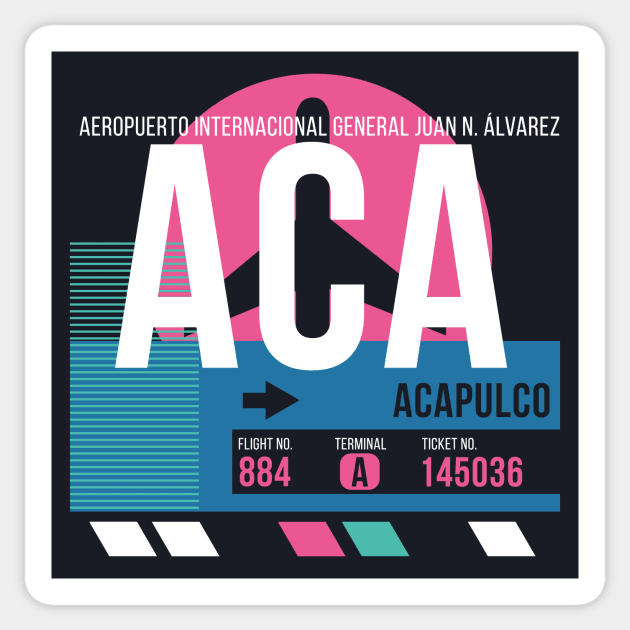 Acapulco (ACA) Airport // Sunset Baggage Tag Sticker by Now Boarding